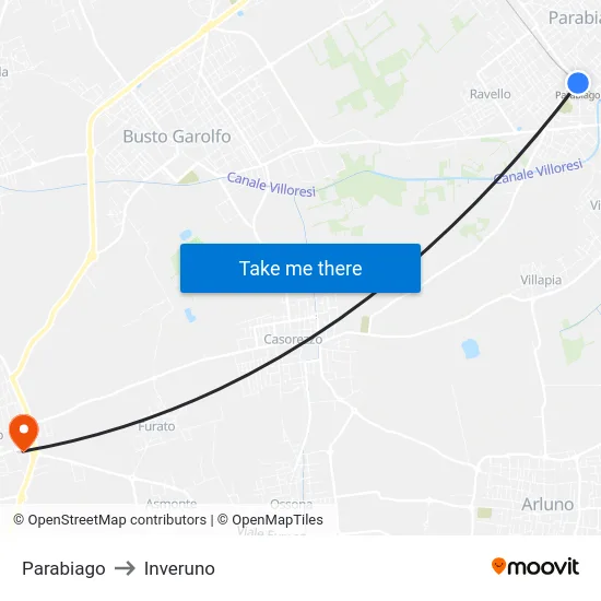 Parabiago to Inveruno map