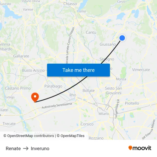 Renate to Inveruno map