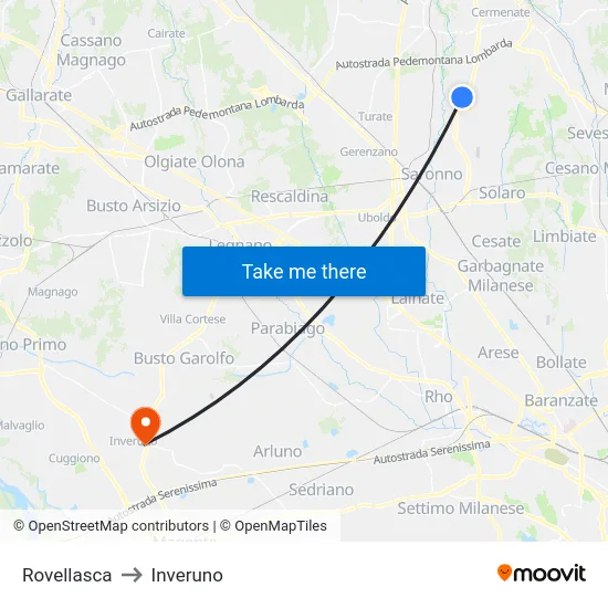 Rovellasca to Inveruno map
