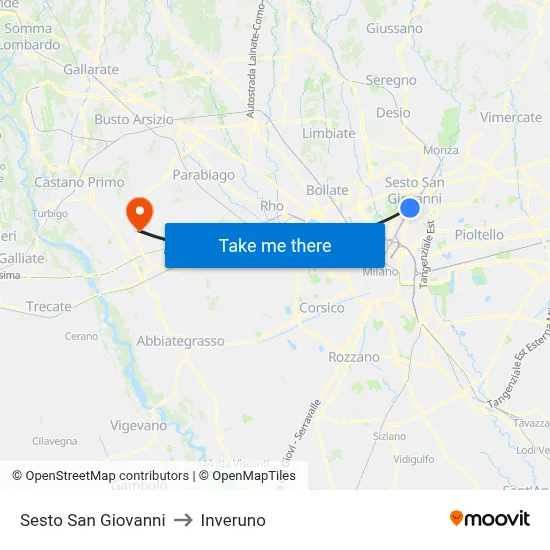 Sesto San Giovanni to Inveruno map