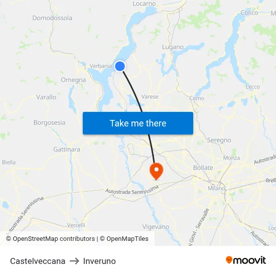 Castelveccana to Inveruno map