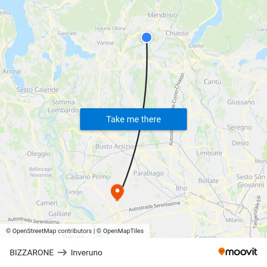 BIZZARONE to Inveruno map