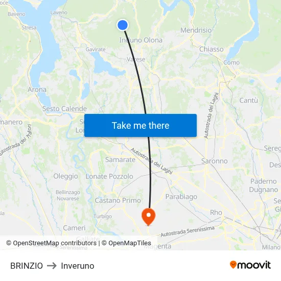 Brinzio to Inveruno map
