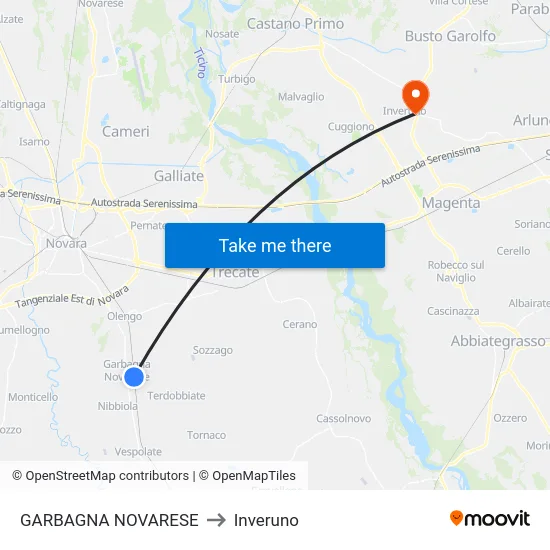 Garbagna Novarese to Inveruno map