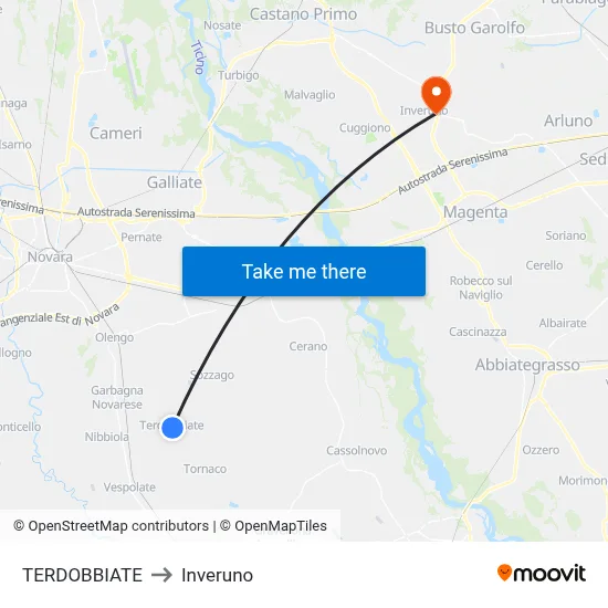 TERDOBBIATE to Inveruno map