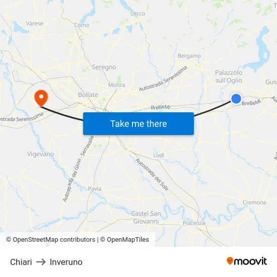Chiari to Inveruno map