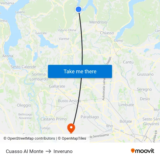 Cuasso Al Monte to Inveruno map