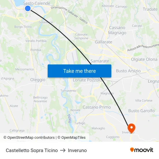 Castelletto Sopra Ticino to Inveruno map