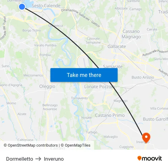 Dormelletto to Inveruno map