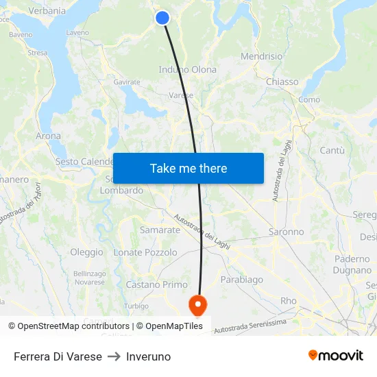 Ferrera Di Varese to Inveruno map