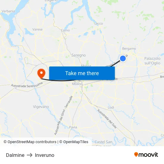 Dalmine to Inveruno map