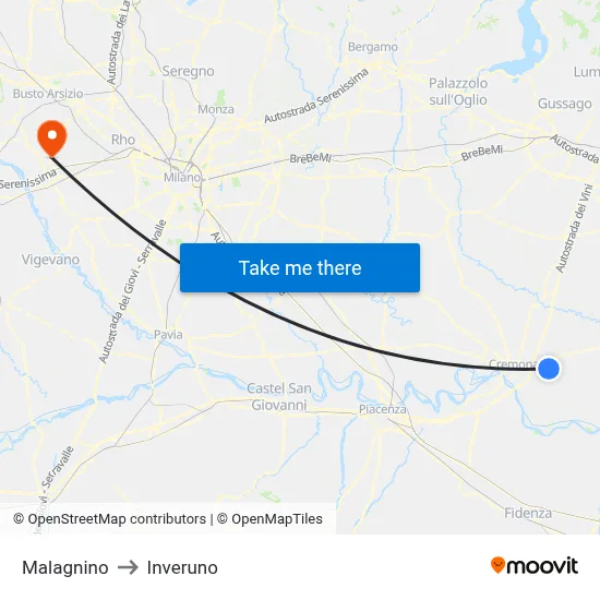 Malagnino to Inveruno map