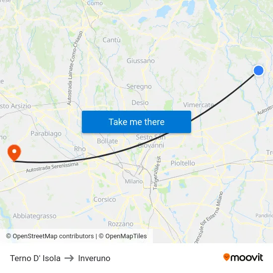 Terno D' Isola to Inveruno map