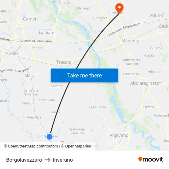 Borgolavezzaro to Inveruno map