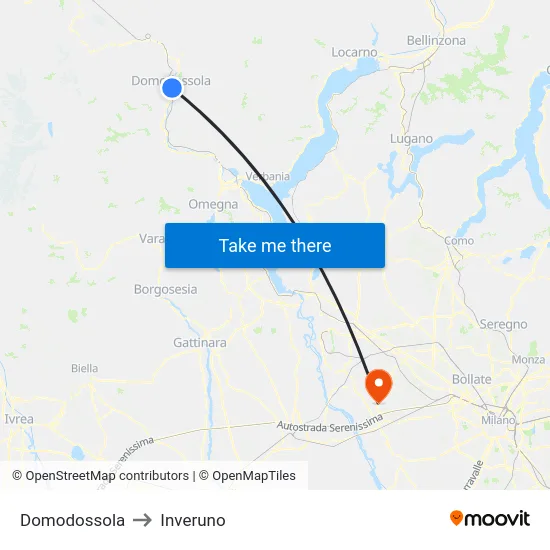 Domodossola to Inveruno map