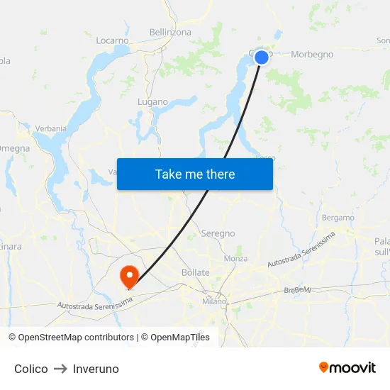 Colico to Inveruno map