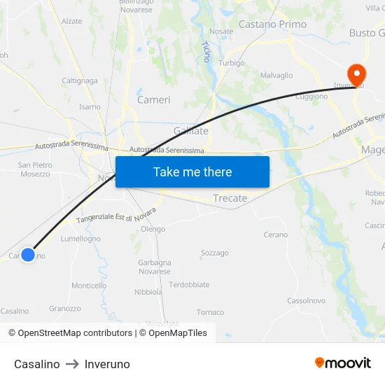 Casalino to Inveruno map