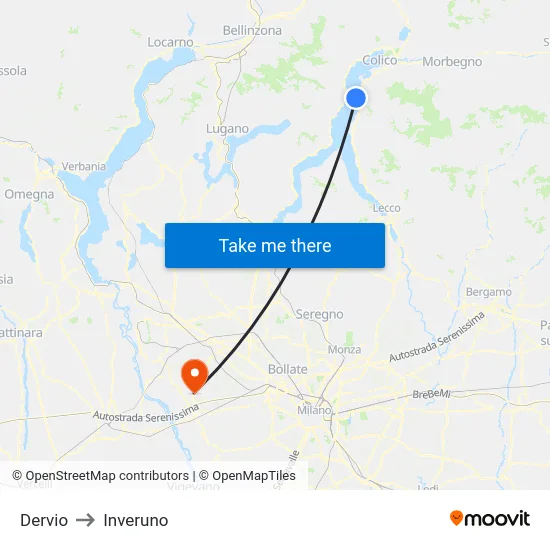 Dervio to Inveruno map