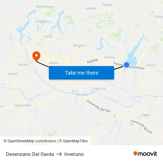 Desenzano del Garda to Inveruno map