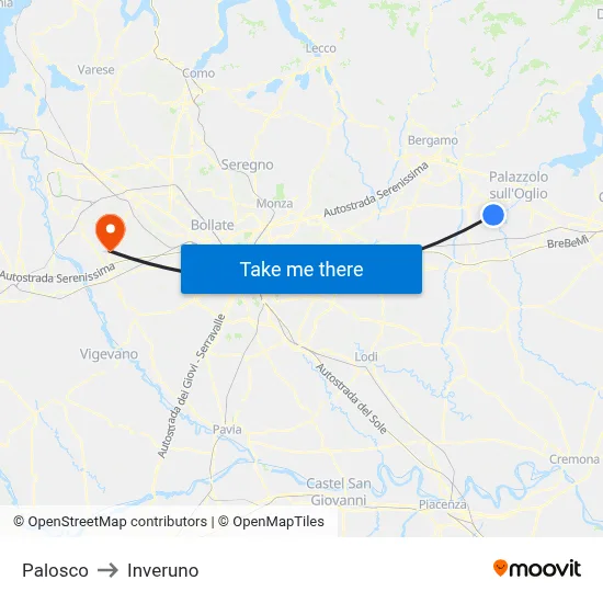 Palosco to Inveruno map