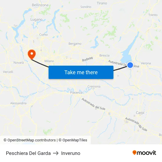 Peschiera Del Garda to Inveruno map