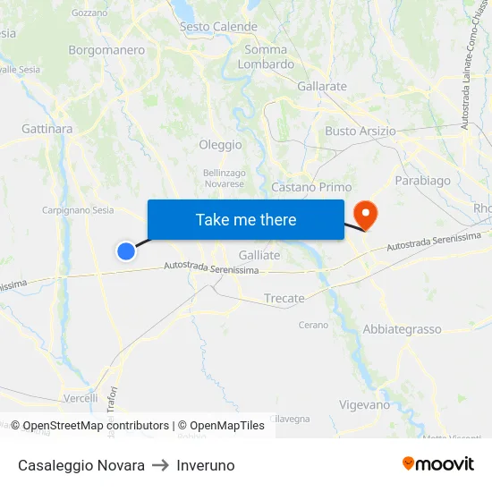 Casaleggio Novara to Inveruno map