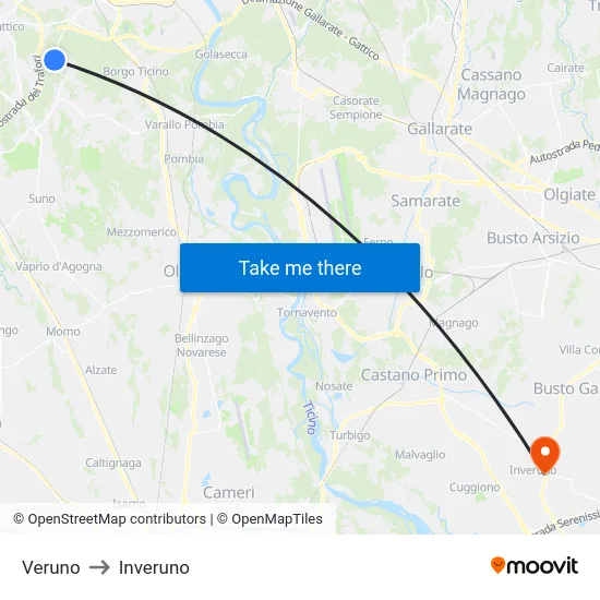 Veruno to Inveruno map