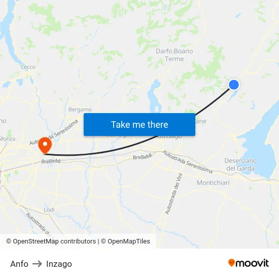 Anfo to Inzago map