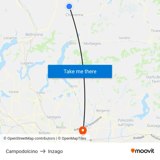 Campodolcino to Inzago map