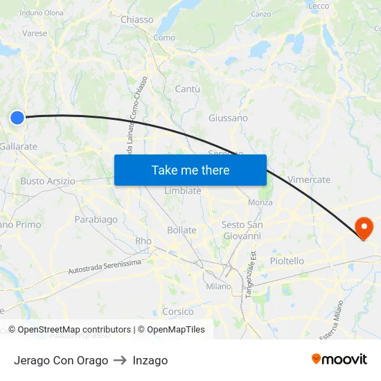 Jerago con Orago to Inzago map