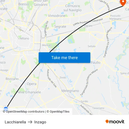 Lacchiarella to Inzago map