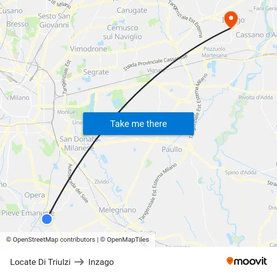 Locate di Triulzi to Inzago map