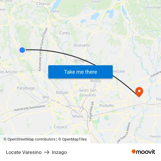 Locate Varesino to Inzago map
