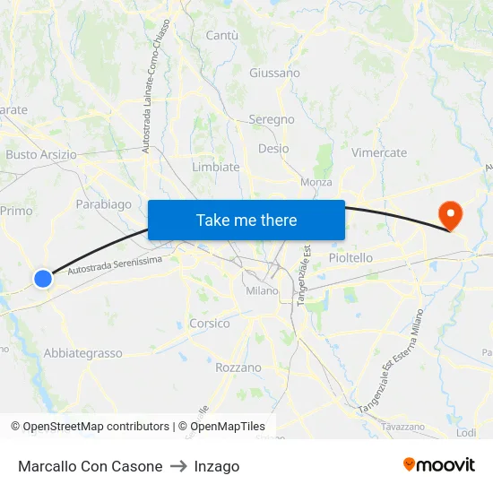 Marcallo con Casone to Inzago map