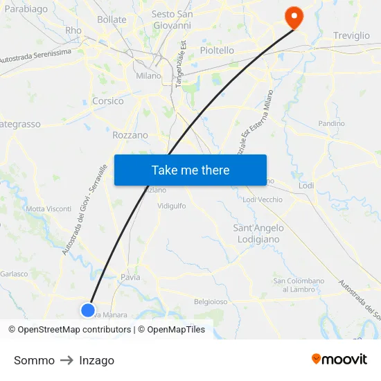Sommo to Inzago map