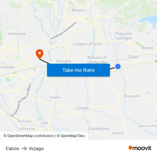 Soccer to Inzago map