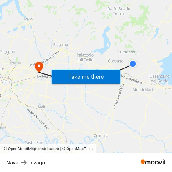 Nave to Inzago map