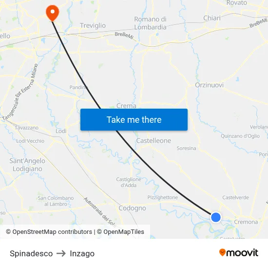 Spinadesco to Inzago map