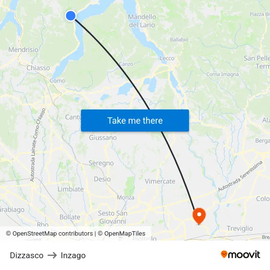 Dizzasco to Inzago map