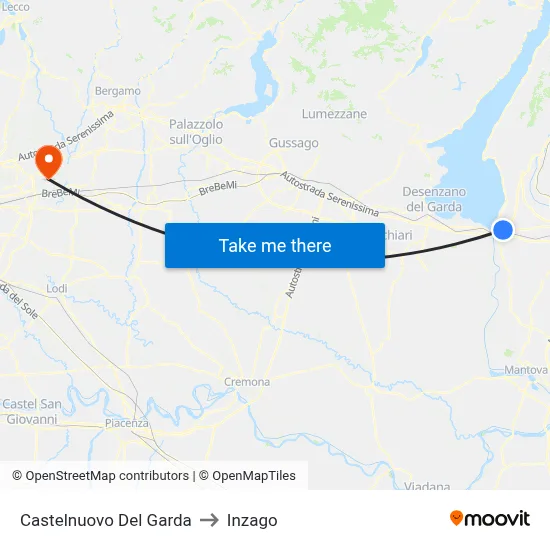 Castelnuovo Del Garda to Inzago map