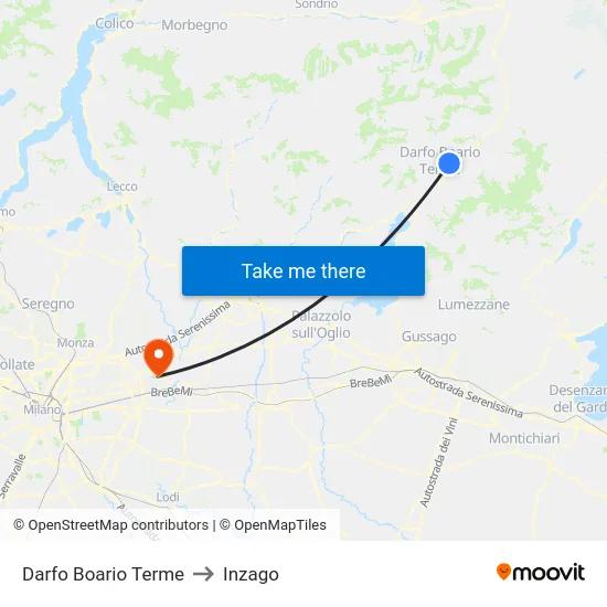 Darfo Boario Terme to Inzago map