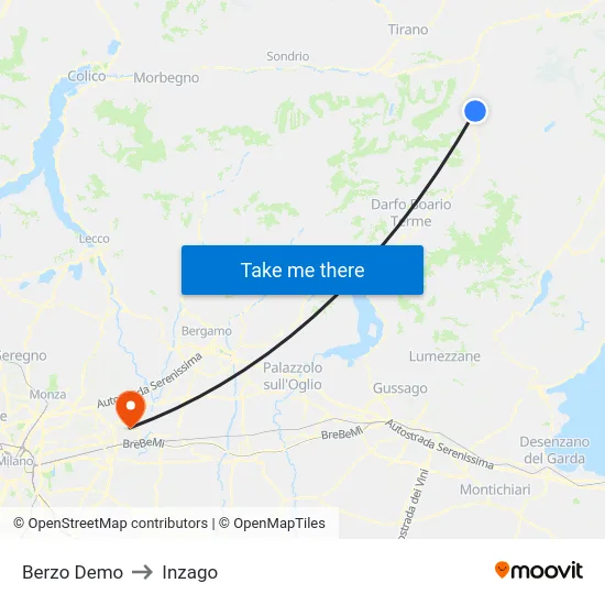 Berzo Demo to Inzago map