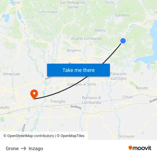 Grone to Inzago map