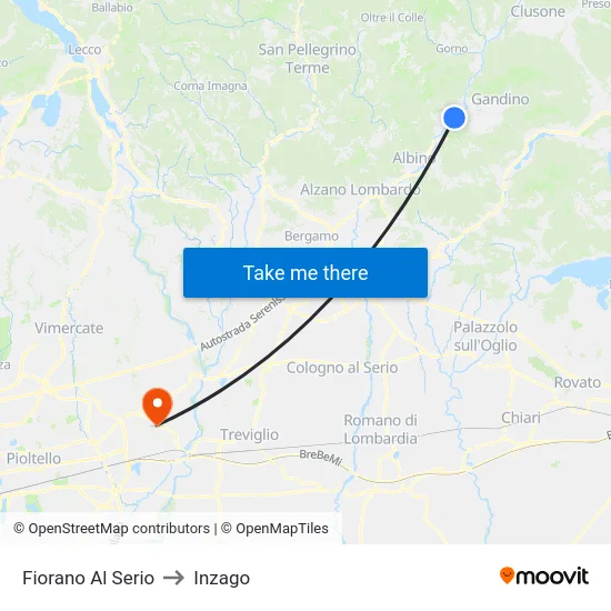 Fiorano al Serio to Inzago map