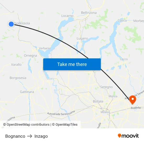 Bognanco to Inzago map