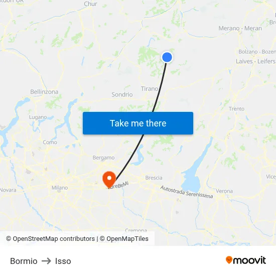 Bormio to Isso map