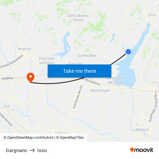 Gargnano to Isso map
