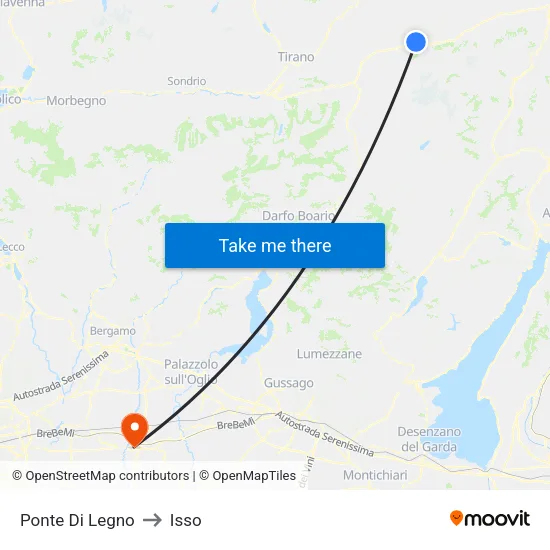 Ponte Di Legno to Isso map