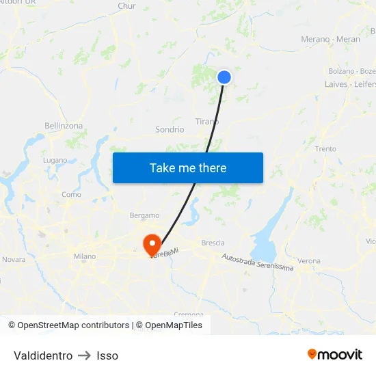 Valdidentro to Isso map