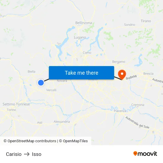 Carisio to Isso map